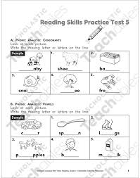 Reading comprehension requires reading quickly (reading fluency),keeping track of what words are in the sentences (working memory), vocabulary teaching children to read: Reading Skills Practice Test 5 Grade 1 Printable Test Prep And Tests Skills Sheets