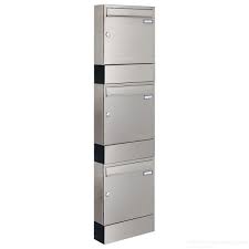 3er 3x1 Edelstahl Aufputz Briefkastenanlage Design Basic 382a Va Mit Zeitungsfacher Senkrecht
