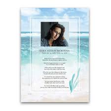 Creating a custom prayer card is simple and affordable at funeralprints.com. Funeral Memorial Card Template Ocean Beach Theme With Photo