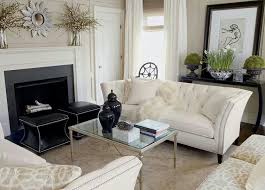 Cream With Black Accents Living Room Sofa Home Decor Living Room Inspiration