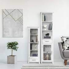 Slim Linen Storage Cabinet Tower