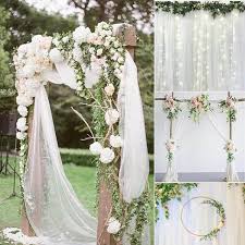 Feb 26, 2021 · to decorate a wedding arch, try tying together bundles of faux flowers and using wire to attach them to the front of the arch. 10meter 48cm Width Organza Tulle Roll Wedding Chairs Cover Sheer Crystal Organza Fabric For Wedding Arch Party Decoration Wish