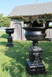 All categories » large and midsized pots » urn planters: Huge 56 Athens Cast Aluminum With Base Giant Planter Urn