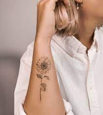 Floral Fine Line On Instagram I Love This Shot So You Need To See It One More Sunflower Tattoo Shoulder Sunflower Tattoo Simple Small Tattoos For Guys