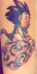 Kid Goku Flying On A Nimbus Kid Goku Paw Print Tattoo Arm Sleeve