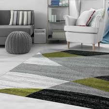 Sie können diesen stilvollen teppich für hoch frequentierte flächen wie küche esszimmer, wohnzimmer oder eingangsbereich nutzen. Teppich Geometrisches Muster Meliert In Grau Weiss Schwarz Grun Ebay