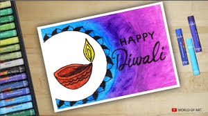 Everyone in the household is filled with joy and enthusiasm. Diwali Diya Drawing With Oil Pastel Happy Diwali Drawing Easy Youtube