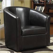 Coaster Club Chair In Dark Brown Faux Leather Upholstered Swivel Chairs Contemporary Accent Chair White Leather Chair