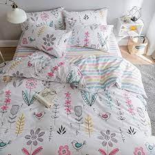 Buy retro green floral pattern comforters by somecallmebeth. Bulutu Floral Bird Print Pattern Girls Duvet Covers Queen White Premium Cotton Spring Blossom Colorful Reversible Kids Bedroom Comforter Cover Full Bedding Sets Zipper For Teen Toddler No Comforter Buy Online In Antigua