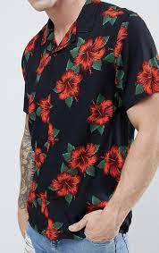 On My Wishlist New Look Revere Shirt In Slim Fit With Red Floral Print In Black From Asos Ad Men Big Men Fashion Mens Fashion Summer Mens Winter Fashion