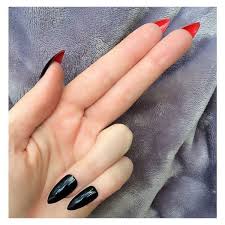 Black And Red Stiletto Nails Doobys Stiletto Nails Black Gloss Red Bottoms 24 Claw Point False Liked On Polyvore Featuring Beauty Product Red Nails Black Stiletto Nails Nail Treatment