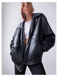 Vintage Classic Black Oversized Leather Bomber Jacket Size Xl Oversized Leather Jac In 2021 Womens Bomber Jacket Outfit Bomber Jacket Vintage Leather Jacket Style