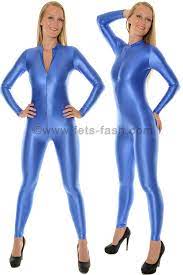 German dirty talk in black latex catsuit and boots. Catsuit With Front Zipper From Fets Fash In Elastane Royal Blue Flexible And