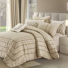 مفرش سيدني صيفي مزدوج مطرز بيج غامق عدد القطع 7 Summer Bedding Bed Home