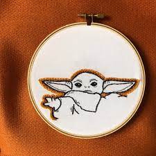 The magic of the internet. Baby Christmas Embroidery Eve Merry Yoda Merry Christmas Eve From Baby Yoda Embroide Star Wars Embroidery Hand Embroidery Patterns Hand Embroidery Art