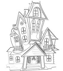 The house is a wooden, clay or reinforced concrete structure in which people live, surrounded by walls, divided into rooms, with their own roof and sometimes a garden. Spooky Haunted House Coloring Page Free Printable Coloring Pages For Kids