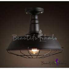 Chandeliers led surface mounted chandelier with spotlights for living room bedroom lights lighting decor black white lustre kitchen fixture. Wrought Iron Wire Cage Semi Flush Mount Light In Black For Kitchen Island Farmhouse Loft Flush Mount Ceiling Lights Ceiling Lights Industrial Ceiling Lights