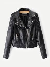 Faux Leather Biker Jacket Shein Sheinside Leather Jackets Women Faux Leather Biker Jacket Faux Leather Jackets