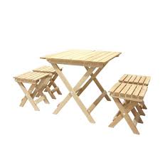 Katlanır ahşap sehpa ve sarı tabure takımı (45x45 masa). Ahsap Katlanir Piknik Masasi Ve Tabure Seti Hepsibahcemden