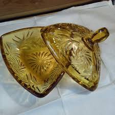 Candy Dish Mcm Sandwich Tray With Handle Vintage Yellow Amber Depression Glass Serving Dish Trays Platters Home Living Delage Com Br