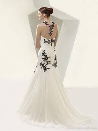 Black And White Mermaid Wedding Dresses Beautiful By Enzoani Illusion Tulle And Black Lace Liques Mermaid Wedding Dresses 2016 Open B Black Wedding Dresses Wedding Dresses Satin Mermaid Wedding Dress