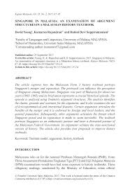 Malaysia terdiri daripada pelbagai bangsa dan agama dengan kaum melayu merupakan suku terbesar di malaysia barat. Pdf Singapore In Malaysia An Examination Of Argument Structures In A Malaysian History Textbook
