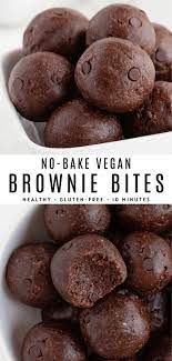 No Bake Brownie Bites Recipe In 2021 Vegan Snack Recipes Healthy Sweet Snacks Easy Baking Recipes