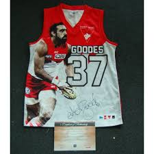 Get the best deals on sydney swans football memorabilia. Sydney Swans Adam Goodes Signed Sublimated Jersey In Collector S Tin Pro Sports Memorabilia