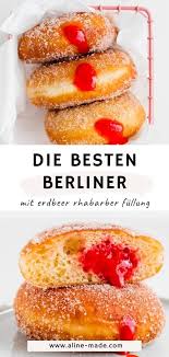 Berliner Rezept Mit Erdbeer Rhabarber Marmelade Aline Made In 2020 Erdbeer Rhabarber Rezepte Rhabarber