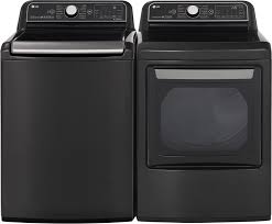 Search lg washer delay wash. Lg Lgwadreb79001 Side By Side Washer Dryer Set With Top Load Washer And Electric Dryer In Black Stainless Steel