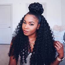 This crochet look is a protective hairstyle using hair additions. Half Up Half Down Hairstyles For Black Women Curly Crochet Hair Styles Crochet Braids Hairstyles Crochet Hair Styles