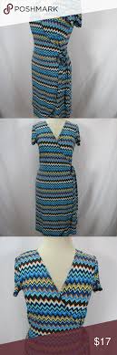 Emma Michelle Zig Zag Chevron Wrap Dress M Women S Emma Michele Blue And Multi Colored Medium Wrap Dress Very Pretty A Clothes Design Fashion Fashion Design
