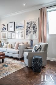 Decor In A Beautiful Transitional Lux Style Light Dark Contrast Pops Of Color Light And Airy Desi Pink Living Room Living Room Interior Neutral Living Room