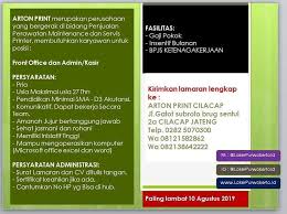 Tersedia loker untuk berbagai kalangan dari lulusan sma, smk, fresh graduate. Lowongan Kerja Di Cilacap Terbaru 2021 Jobs Id Cari Lowongan