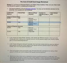 Is there a fee for using bill pay through academy bank? The Cost Of Credit Card Usage Worksheet Review Ch 5 Chegg Com