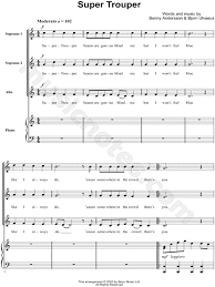 You can also use the lyrics scroller to sing along with the music and adjust the speed by using the arrows. Abba Super Trouper Ssa Choir Piano Choral Sheet Music In C Major Download Print Sku Mn0150037