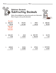 subtracting decimals worksheet education com