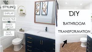 Installing shiplap over drywall is a fairly simple diy that will completly transform your room! Diy Master Bath Reno Shiplap Wood Tile And How To Mix Metals Youtube