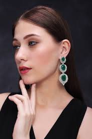 Buy White Stone Semi Precious Emerald Dangler Earrings by Mae Jewellery By  Neelu Kedia Online at Aza Fashions.