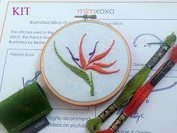 Bird Of Paradise Embroidery Kit By Mlmxoxo Modern Embroidery Etsy Modern Embroidery Kit Embroidery Kits Floral Embroidery Patterns