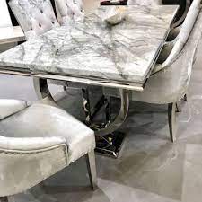 Arianna Grey Marble Dining Table With Steel Legs Dining Table Marble Dining Table Design Marble Dining
