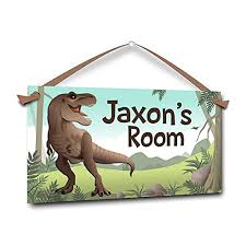 Little girls rooms signs door sign kids nameplates Amazon Com T Rex Dinosaur Kids Bedroom Door Sign Personalized Handmade