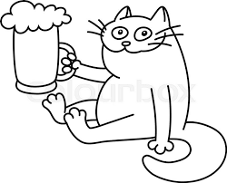 Black And White Cartoon Characters Images Cat With A Mug Of Beer Funny Cartoon Character Good Evening Black And White Colors Isolated Vector Illustration Stock Vector Colourbox On Colourbox Be
