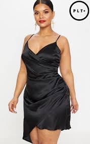 Prettylittlething Satin Wrap Dress Plus Size Cocktail Dresses Wrap Dress Plus Size Dresses