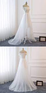 Beach Wedding Dresses Lace Embroidery Off Shoulder Bridal Gowns High Low Tulle Bridal Dresses Short Sleeve Corset Back Wedding Dresses Wd040 From Veryprom Wedding Dresses High Low Wedding Dresses Corset Back Wedding Dress