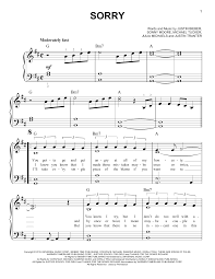 Justin Bieber Sorry Sheet Music And Printable Pdf Music Notes Violin Sheet Music Sheet Music Guitar Chords For Songs