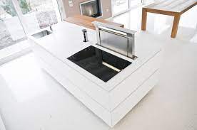 Kitchen Island White Design Matt White Lacquered Kitchen Island With Corian Plane And Downdraft Hood Todeschini Cucine Cappa Cucina Piani Cucina Cucine