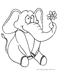 Free download to elephant coloring pages. Elephant With A Flower Color Page Free Printable Coloring Sheets For Kids