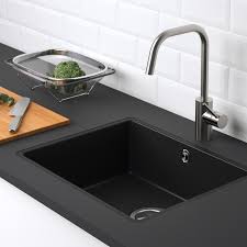 A kitchen sink forms a pivotal part of your kitchen and can lend its own aura to your kitchen and make it stand out for the right reasons. Kilsviken Inset Sink 1 Bowl Black Quartz Composite For Custom Made Worktop Laminate 56x46 Cm Ikea