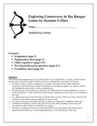 Essay Packet Exploring Controversy In The Hunger Games By Suzanne Collins Literary Text Essay Hunger Games